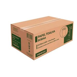 Papel Toalha Bobina 100% Celulose Traction 20x200 6Rls - 24g/m2 - Ipel