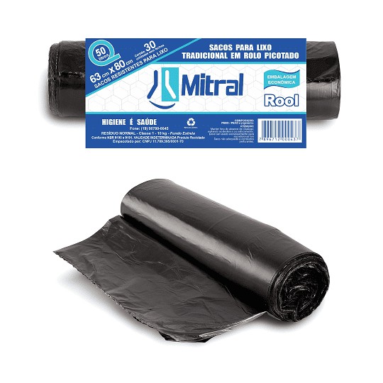 Saco p/ lixo 50L Mitral Rool C/30 un 1 Saco p/ lixo 50L Mitral Rool C/30 un