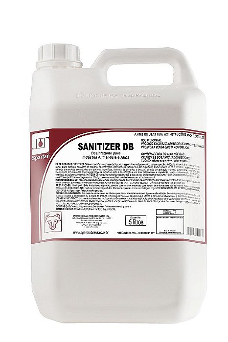 Sanitizer DB 5L Spartan (Desinfetante para Indústria Alimentícia Biguanida) 1 Sanitizer DB 5L Spartan (Desinfetante para Indústria Alimentícia Biguanida)